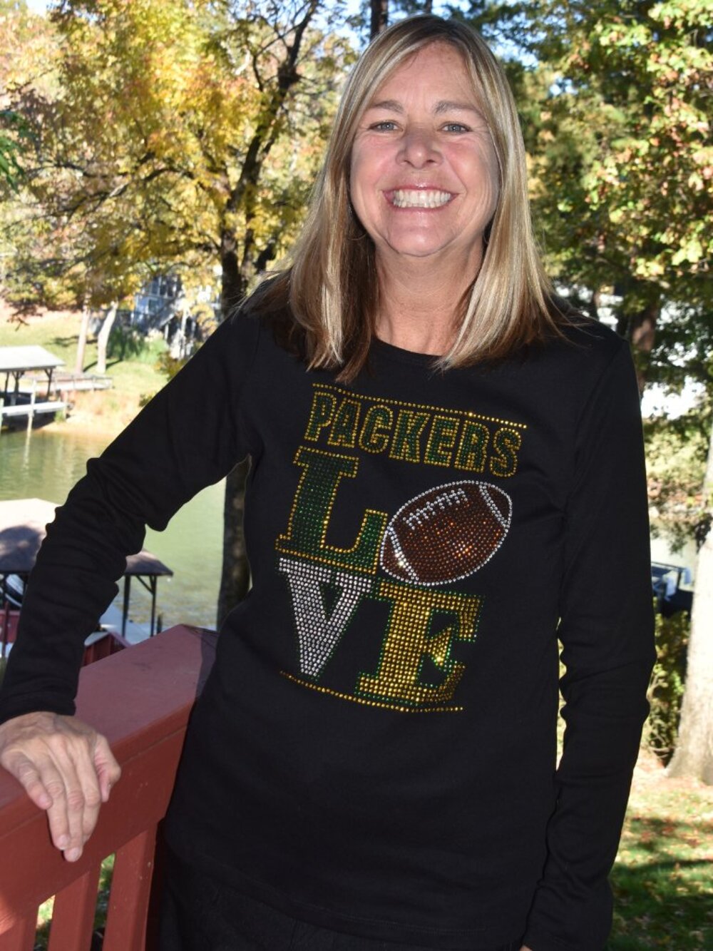 Packers Football LOVE rhinestone long slv shirt XS S M L XL XXL 1X 2X 3X 4X 5X